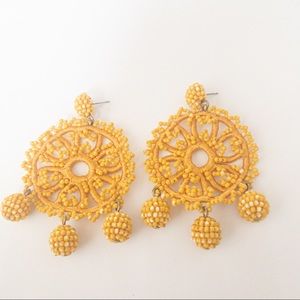 J.Crew Yellow Beaded Crochet Earrings